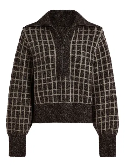 VARLEY FURLEY HALF-ZIP CHECKED-PATTERN SWEATER