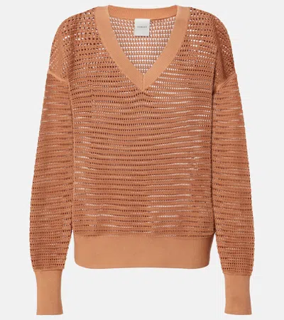 Varley Gaia Open-knit Cotton Sweater In Brown