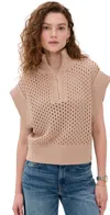 Varley Gaines Short-sleeve Half-zip Knit Pullover In Light Taupe
