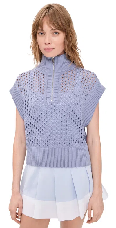 Varley Gaines Half Zip Knit Top Thistle Down In Purple