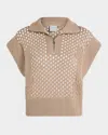 Varley Gaines Short-sleeve Half-zip Knit Pullover In Light Brown