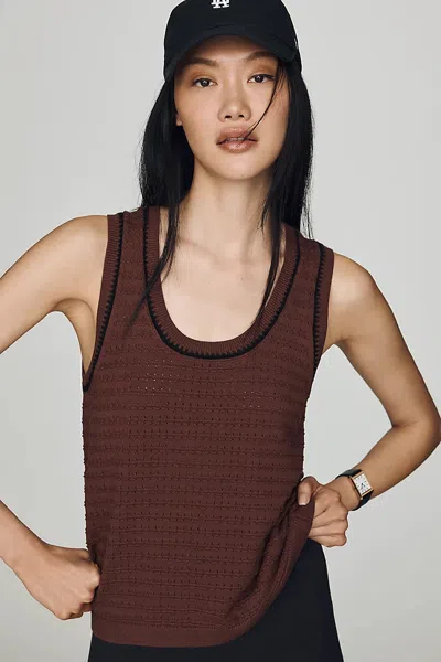 Varley Gideon 100% Cotton Knit Tank Top In Brown