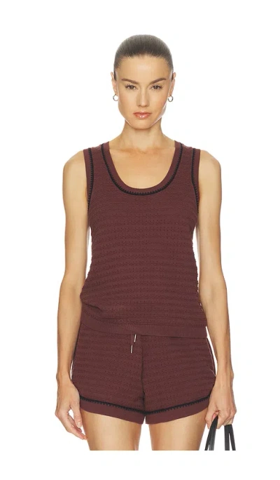Varley Gideon Knit Cotton Tank Top In Brown