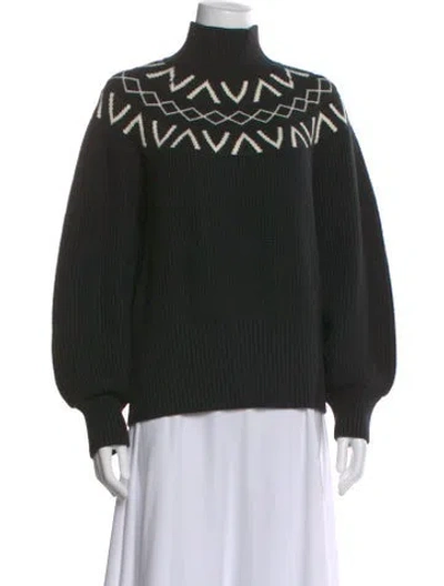 Pre-owned Varley Graphic Print Turtleneck Sweater In Black