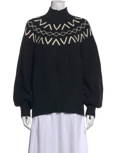 Pre-owned Varley Graphic Print Turtleneck Sweater In Black