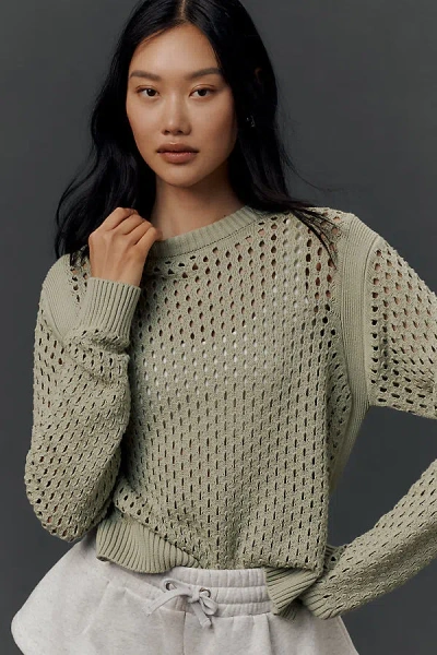 Varley Hains Knit Crew Sweater In Green
