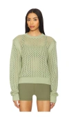 Varley Hains Mesh-knit Crewneck Pullover In Green