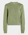 Varley Hains Mesh-knit Crewneck Pullover In Snow Sage