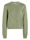 Varley Hains Mesh-knit Crewneck Pullover In Green