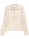 Varley Camello Relaxed Cable Half Zip In Parchment In Neutrals
