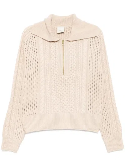 Varley Camello Relaxed Cable Half Zip In Parchment