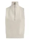 Varley Half-zip Sleeveless Knitted Top In Multi