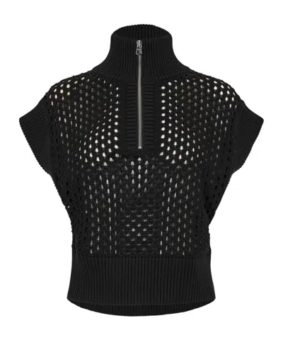 Varley Half-zip Knit Top In Black