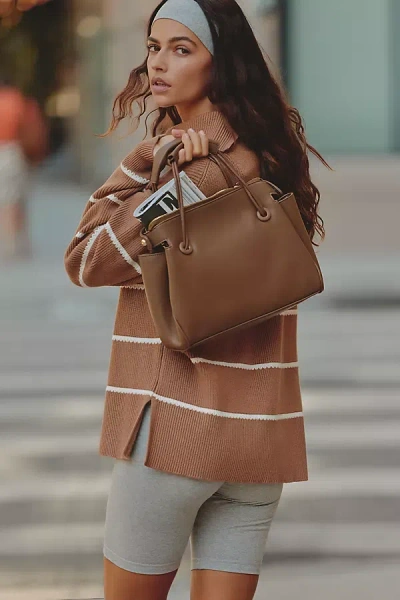 Varley Hamish Roll-neck Stitch Knit Sweater In Brown