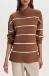 Varley Hamish Split Turtleneck Sweater In Brown