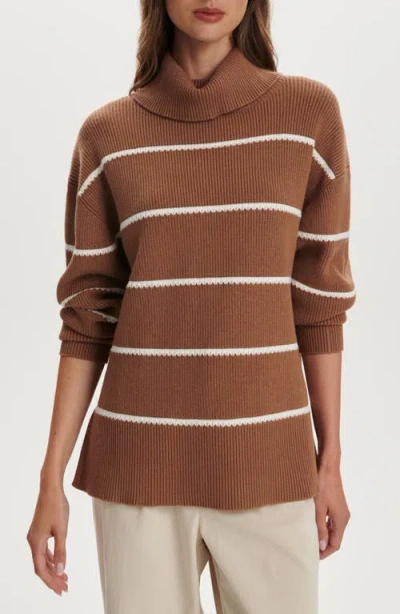 Varley Hamish Split Turtleneck Sweater In Brown