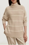 Varley Hamish Split Turtleneck Sweater In Neutral