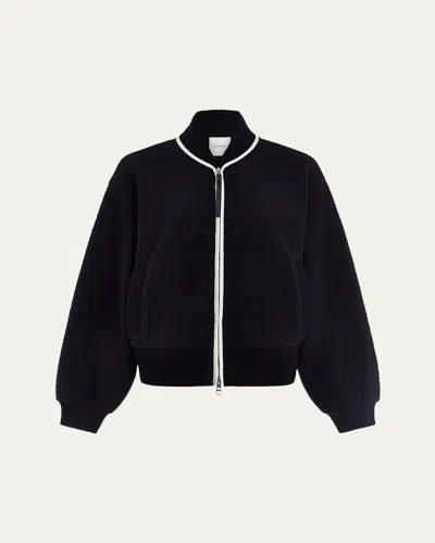 Varley Hansley Fleece Bomber Jacket In Black