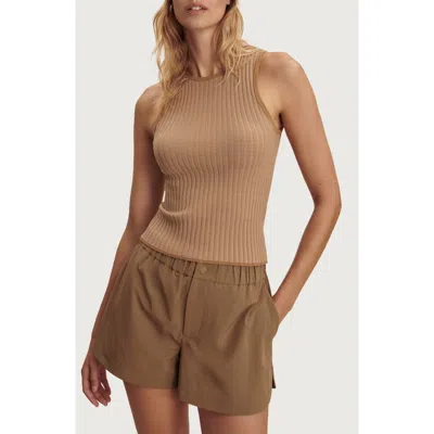 Varley Hanson Rib Knit Tank In Brown