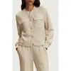 Varley Hartwell Button Through Sweat Jacket Pristine In Brown