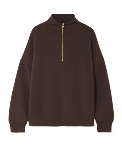 Varley Doublesoft Hawley Half-zip Sweatshirt In Brown