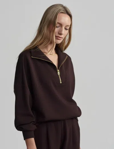 Varley Doublesoft Hawley Half-zip Sweatshirt In Brown