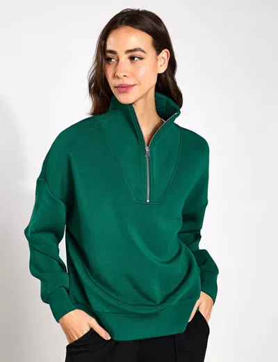 Varley Hawley Half Zip Sweat In Green