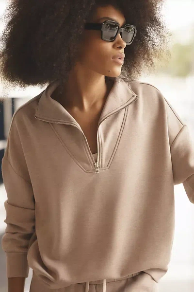 Varley Hawley Half-zip Sweatshirt In Beige