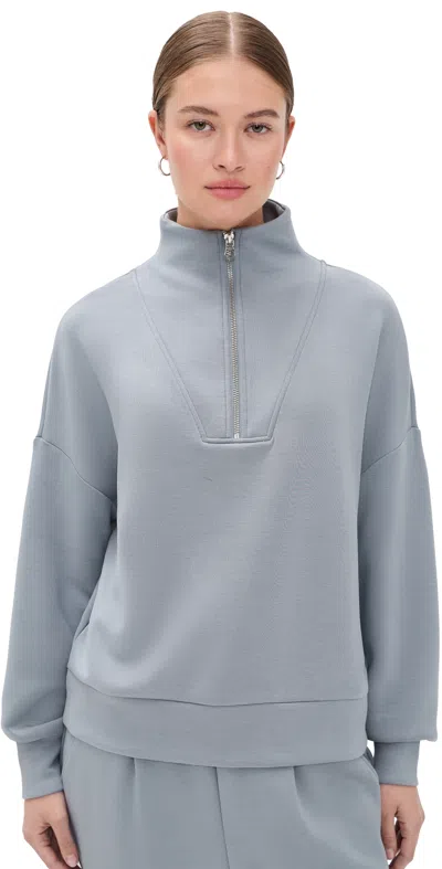 Varley Hawley Half Zip Sweatshirt Wind Blue In Gray