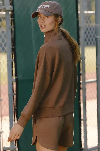Varley Hawley Half-zip Sweatshirt In Brown