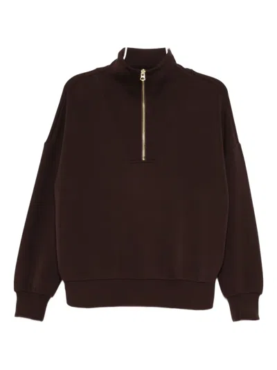Varley Doublesoft Hawley Half-zip Sweatshirt In Brown