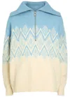 Varley Hedda Fair Isle Half Zip Pullover Ashley Blue In Blue