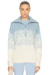 Varley Hedda Fair Isle Half Zip Pullover Ashley Blue In Blue