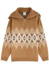 Varley Heidi Patterned-intarsia Knitted Jumper In Beige