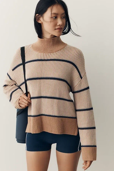 Varley Holland 100% Cotton Mock-neck Sweater In Beige
