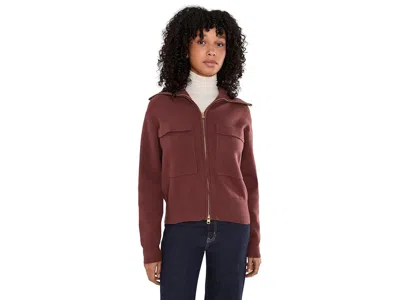 Varley Horan Zip Through Knit Jacket Women's Sweater Andorra Brown: Xs, Lyocell/polyamide/polyester In Burgundy