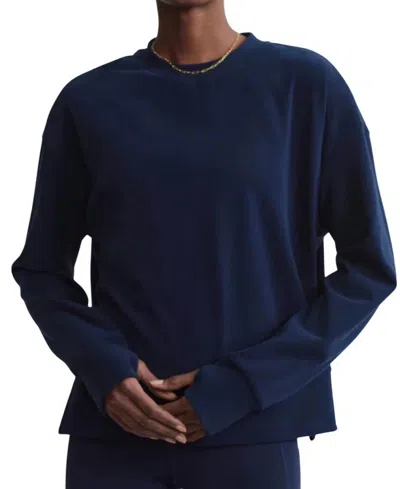 Varley Horton Side Zip Midlayer Sweatshirt In Dark Sapphire In Navy