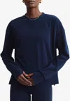 Varley Horton Side Zip Midlayer Sweatshirt In Dark Sapphire In Navy