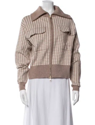 Pre-owned Varley Houndstooth Print Bomber Jacket In Neutrals