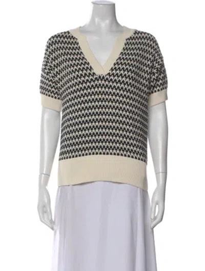 Pre-owned Varley Houndstooth Print V-neck Sweater In Multi