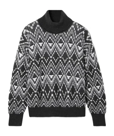 Varley Ida Fair Isle Knitted Turtleneck Sweater In Black
