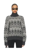 Varley Ida Fair Isle Knitted Turtleneck Sweater In Black