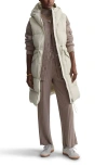 Varley Irving Water Resistant Hooded Long 750 Fill Power Down Vest In Bone White