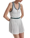 Varley Jane Front Zip Pleated Minidress In White/forest