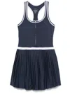 Varley Jane Pleated Racer-back Mini Dress In Blue