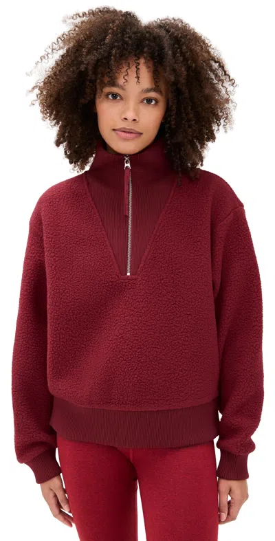 Varley Jaylin Half Zip Fleece Red Dahlia In Burgundy