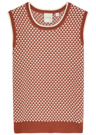 Varley Jenson Patterned Cotton-knit Tank In Brown