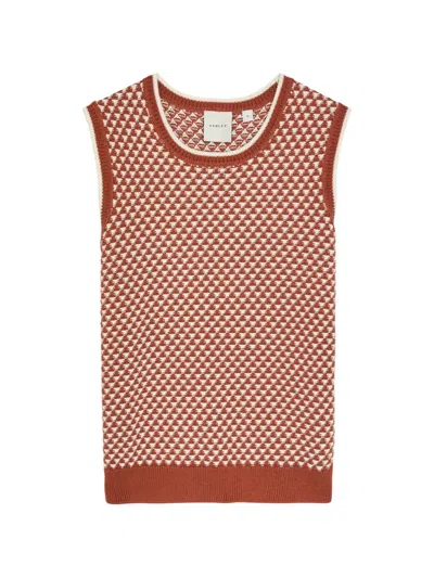 Varley Jenson Patterned Cotton-knit Tank In Brown