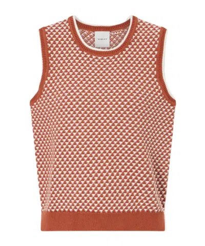 Varley Jenson Two-tone Knitted Cotton Vest In Red
