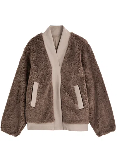 Varley Joanna Reversible Fleece And Nylon Jacket In Brown